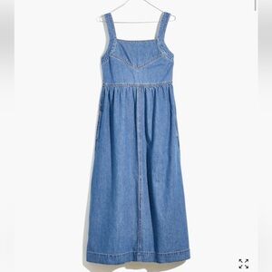 Madewell Denim Apron Midi Dress In Clemons Wash Sz 14